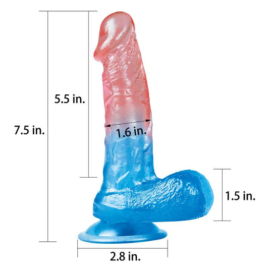 Dildo Dazzle Studs 75 Rosa y Azul