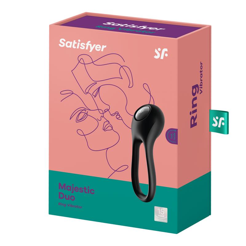 Anel peniano preto Majestic Duo USB