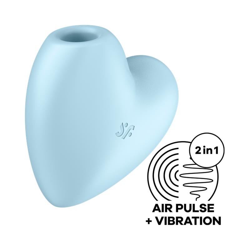 Sugador de clitóris e vibrador Cutie Heart azul