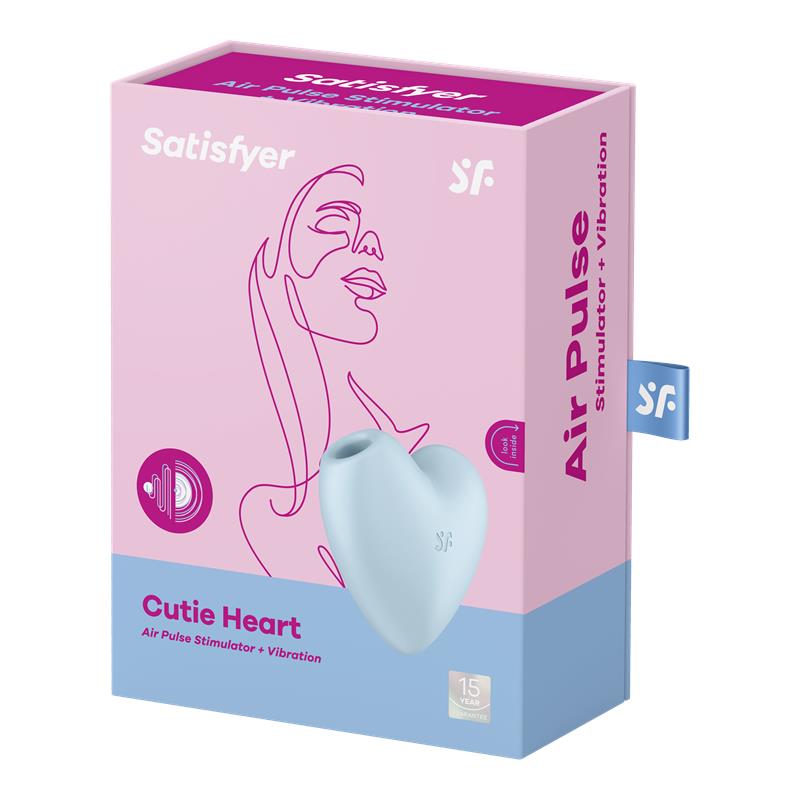 Sugador de clitóris e vibrador Cutie Heart azul