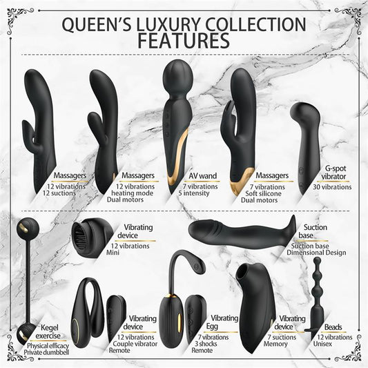 Luxury Set Queens 12 Juguetes Negro y Oro 18k