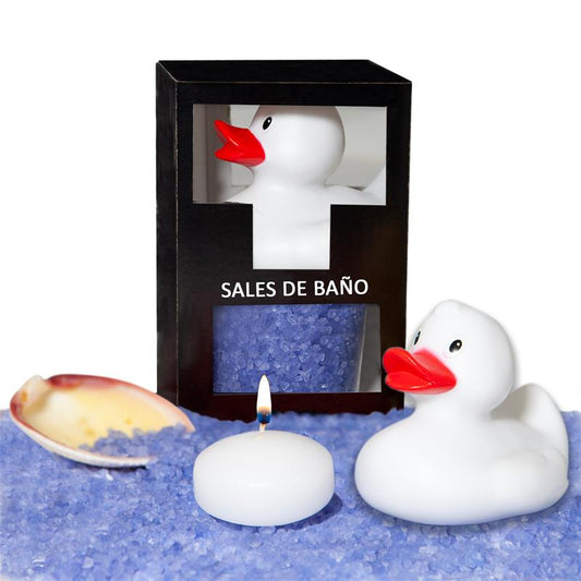 Conjunto de sais de banho com aroma de lavanda, pato, vela e concha 150g