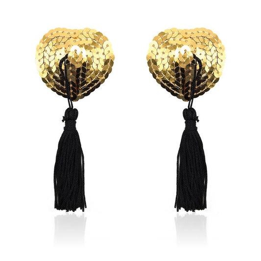 Protetor de mamilo em forma de coração com lantejoulas douradas