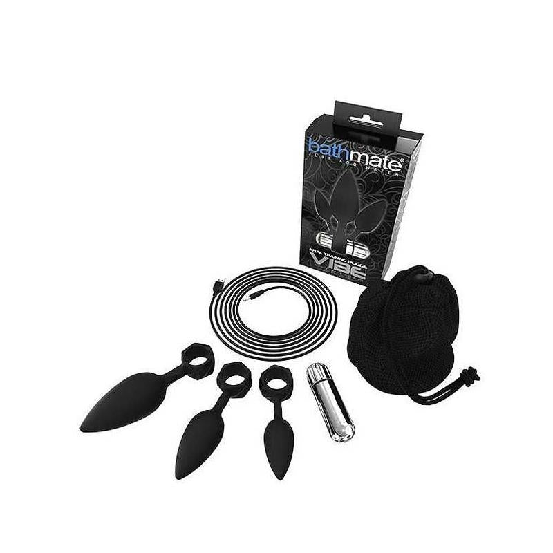 Conjunto de 4 plugues vibratórios para treinamento anal