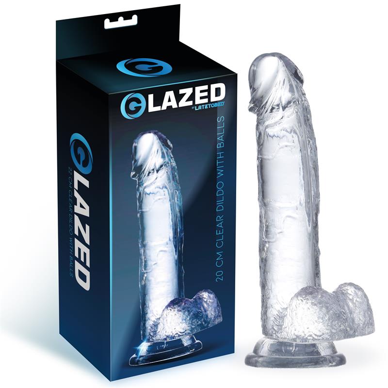 Dildo Realista com Testículos Material Cristal 20 cm