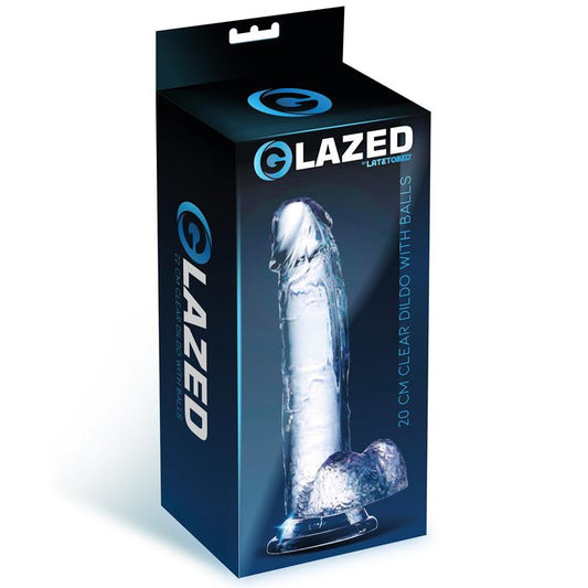 Dildo Realista com Testículos Material Cristal 20 cm
