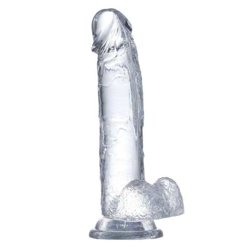 Dildo Realista com Testículos Material Cristal 20 cm