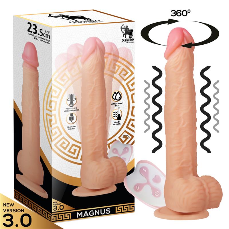 Vibrador e Rotador Realista Magnus 3.0 com Controle Remoto em Silicone Líquido