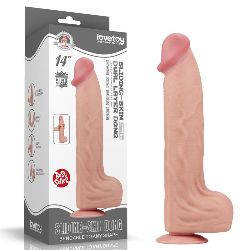 Dildo retrátil de couro de camada dupla 14