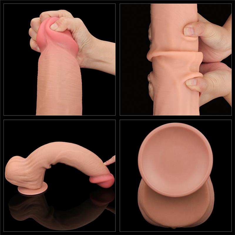 Dildo retrátil de couro de camada dupla 14