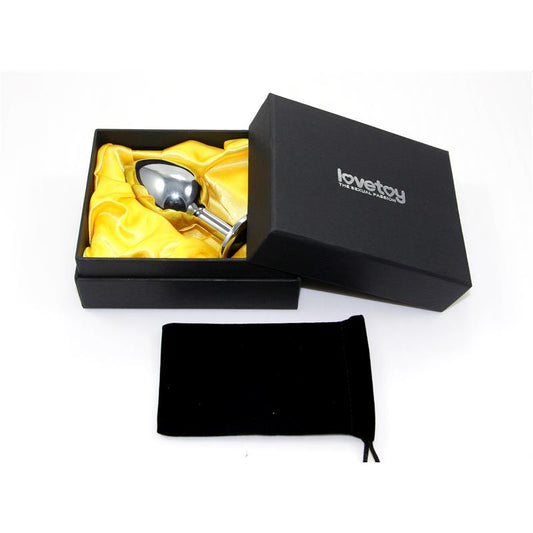 Plugue anal prateado Rosebud Classic com joia azul escuro, tamanho P