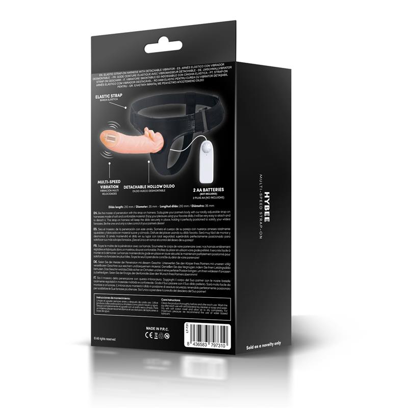 Hybee Dildo com vibrador oco realista e vibração com controle remoto