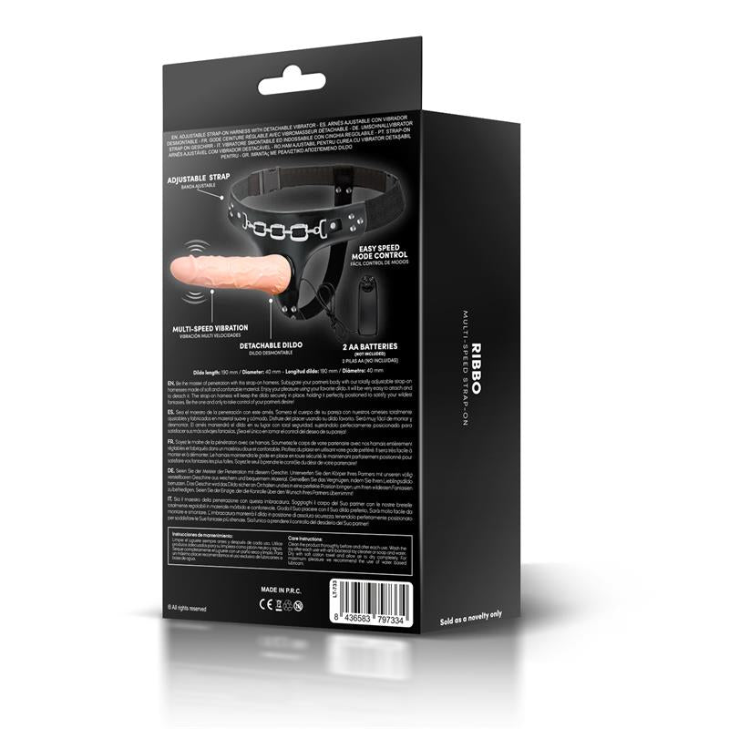 Arnês Ribbo com Dildo Realista com Vibração e Controle Remoto