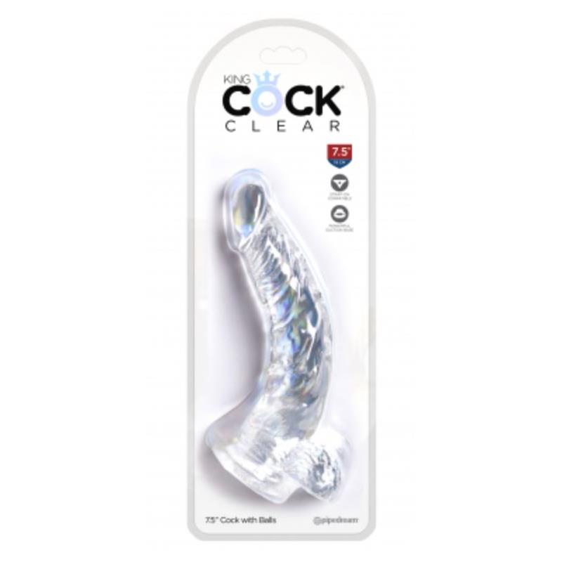 Dildo Realista com Testículos 7.5 Transparente