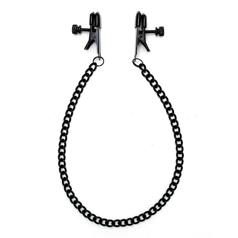 Grampos de mamilo com corrente preta