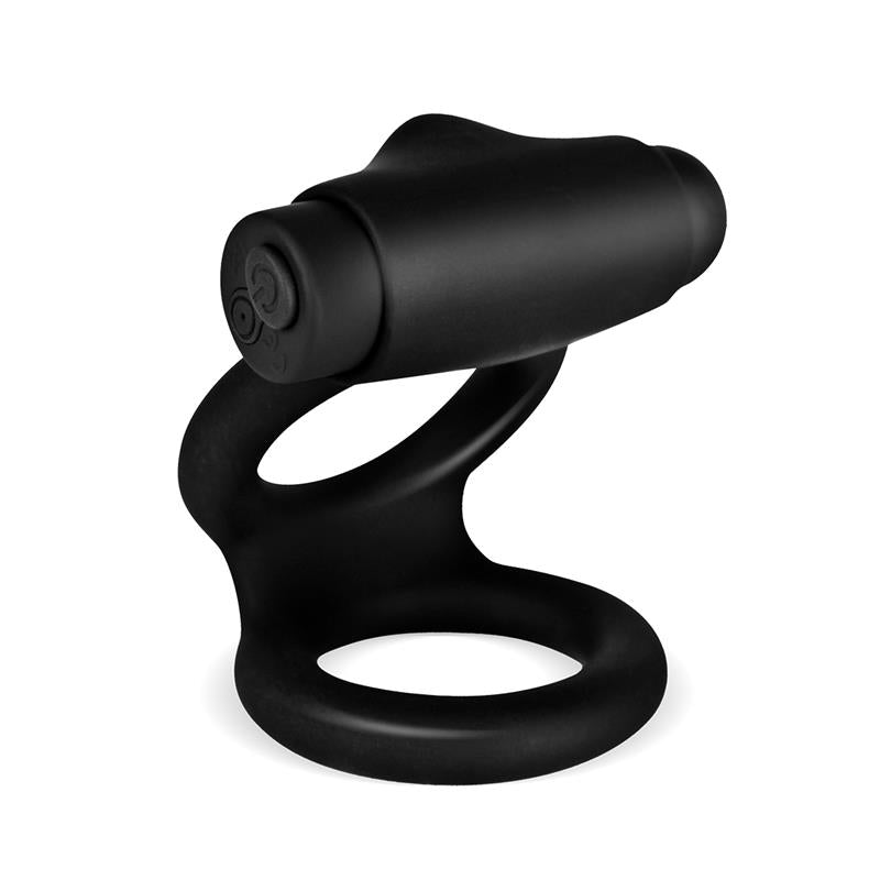 Denver Anel Duplo com Bala Vibratória USB Silicone Preto
