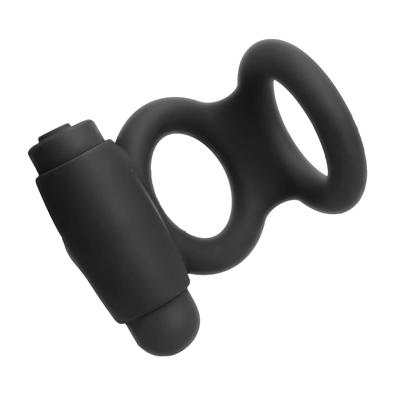 Denver Anel Duplo com Bala Vibratória USB Silicone Preto