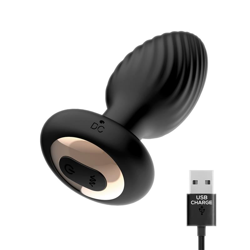 Plugue anal vibratório Drago, movimento giratório 360º e controle remoto