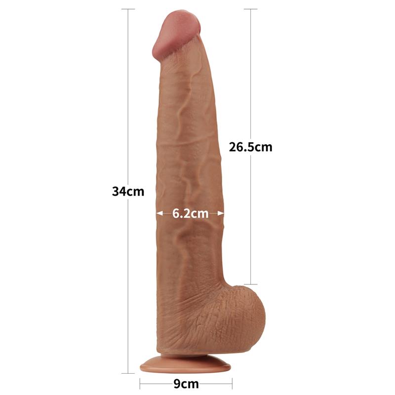 Dildo Dual Density Piel Deslizante Retractil 135