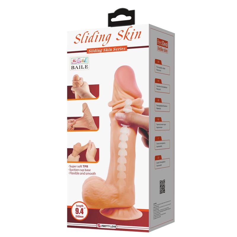 Dildo Realista Piel Deslizante Retractil 24 cm