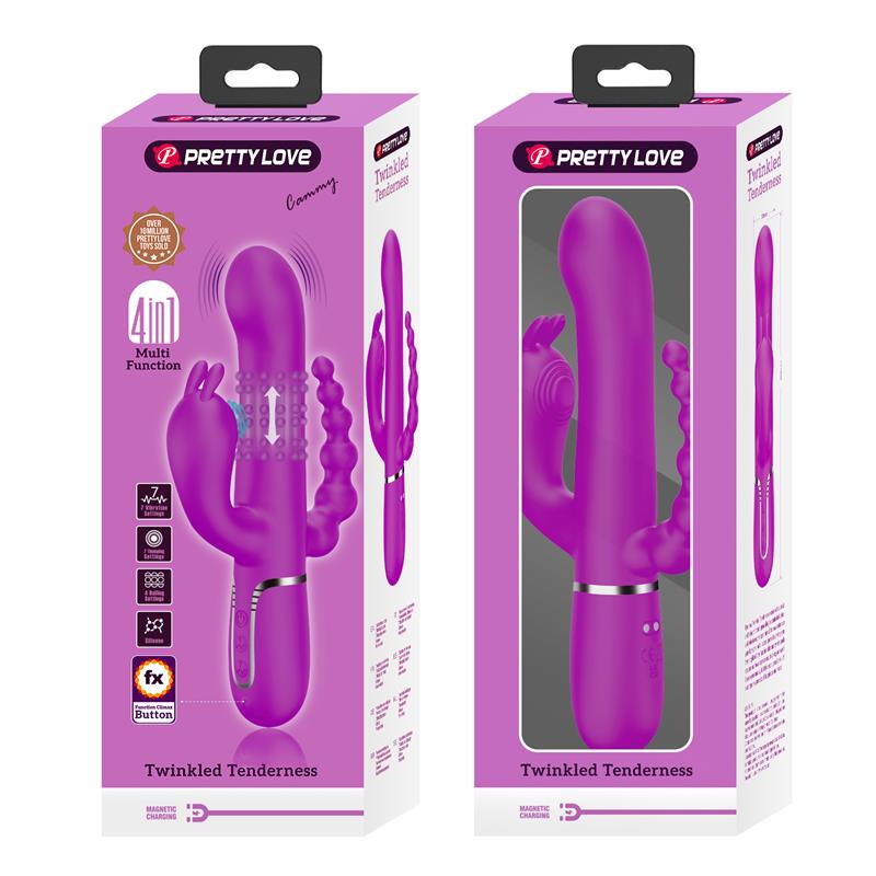 Cammy 4 in 1 Vibrador con Bolas Rotadoras y Cadena Anal