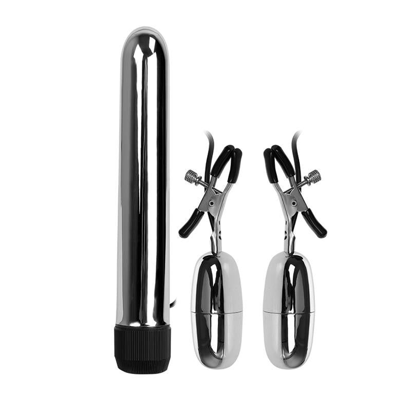 Baile Set Bala Vibrador y Pinzas para Pezones con Vibracion Turbo