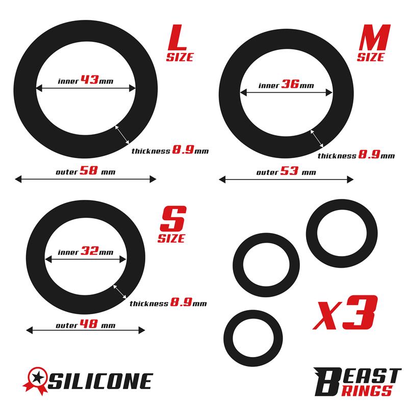 Set de 3 Anillos para el Pene Silicona S M y L