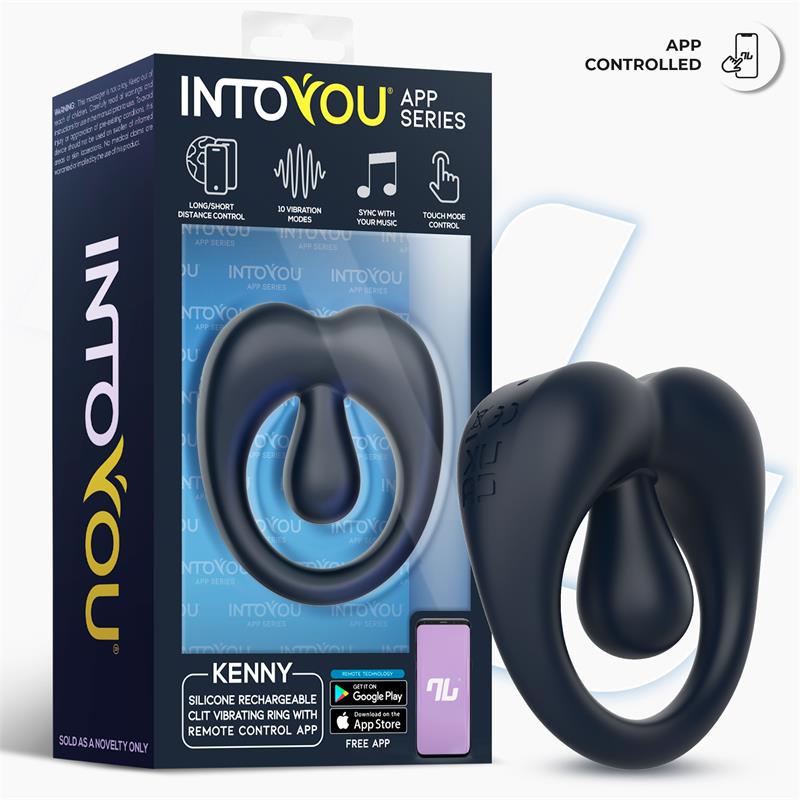 Kenny Anillo Vibrador con Estimulador de Clitoris y APP Azul Oscuro