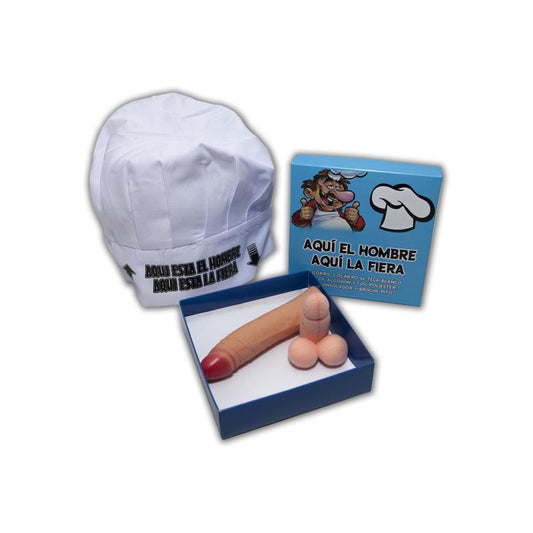Conjunto de chapéu de chef, broche e estimulador