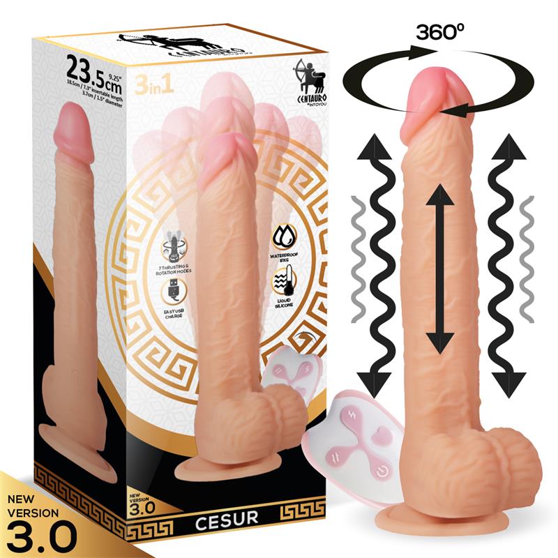 Cesur 3.0 Vibrador Realista com Movimento Ondulado, 360º e Controle Remoto USB Telescópico