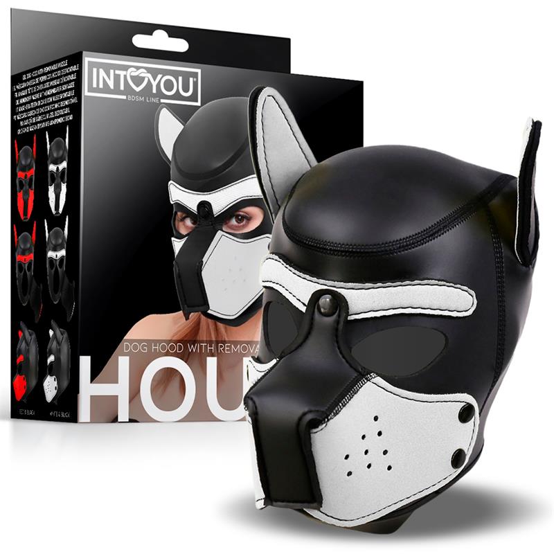 Máscara para cães de caça Neoprene com focinho removível Preto/Branco Tamanho Único