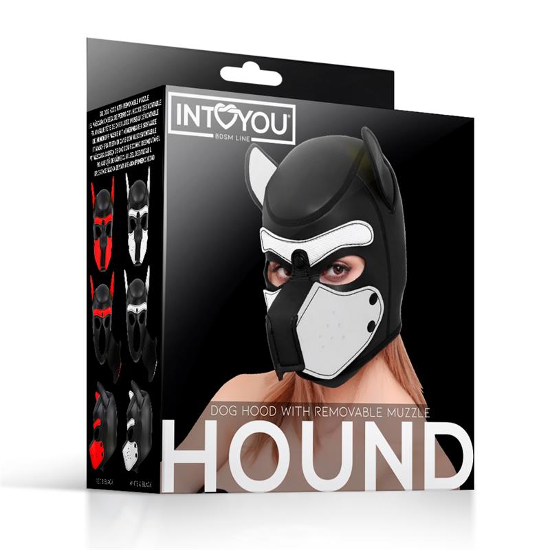 Máscara para cães de caça Neoprene com focinho removível Preto/Branco Tamanho Único