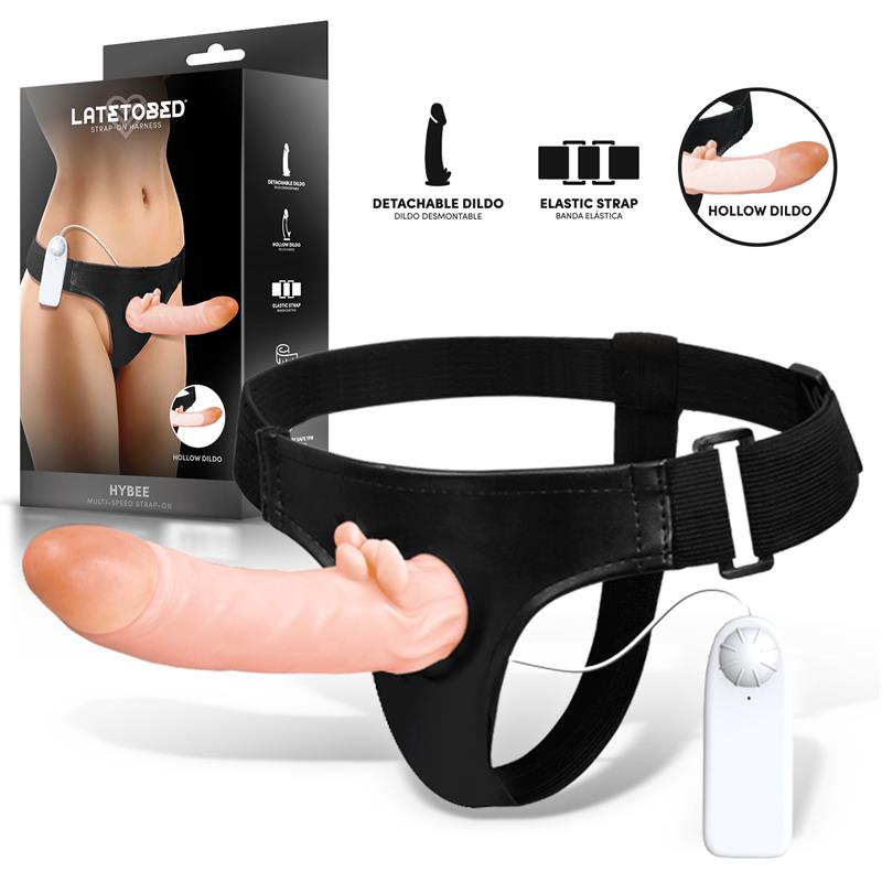Hybee Dildo com vibrador oco realista e vibração com controle remoto