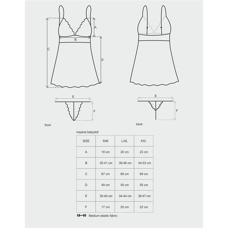 Babydoll e Tanga Imperia Preto