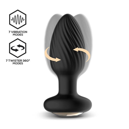Plugue anal vibratório Drago, movimento giratório 360º e controle remoto